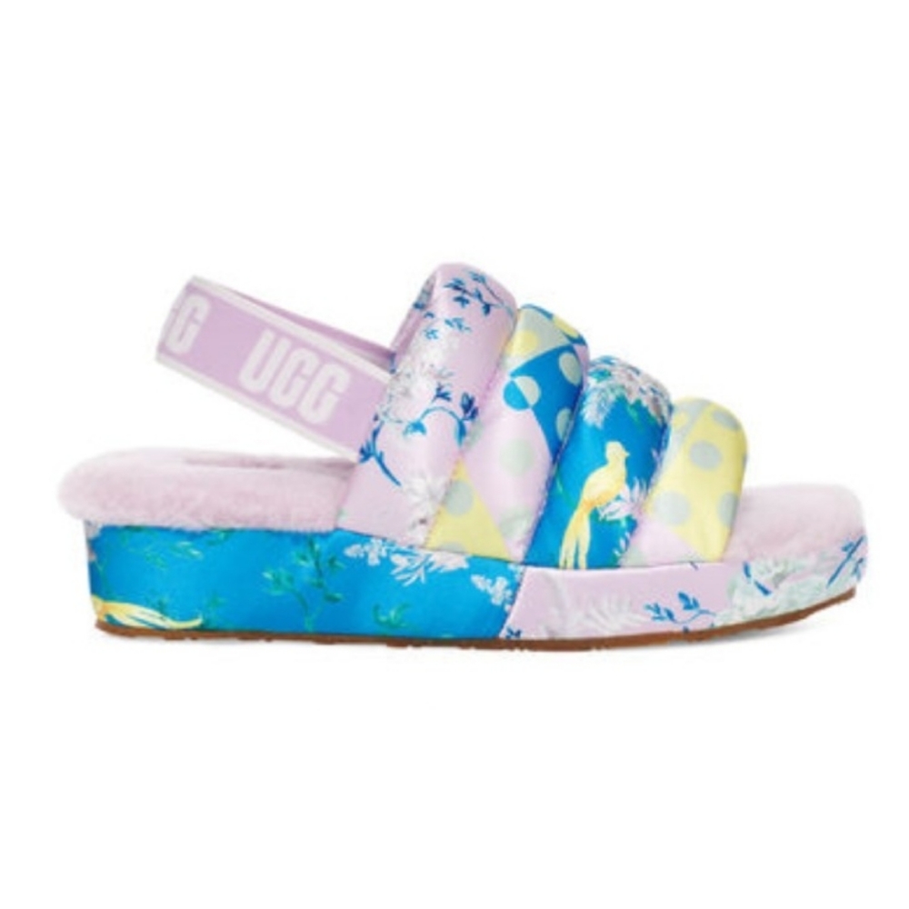 UGG New Puff Yeah Floral Faux Fur Sandal
